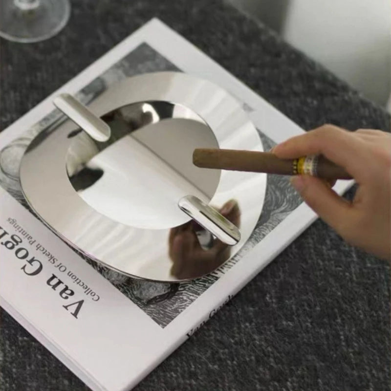 Ashtray Luxury Ash Tray Aesthetic Stainless Steel Cigarette Ashtrays Lighter Unique Smoking Trays Decorative Smoker Accessories