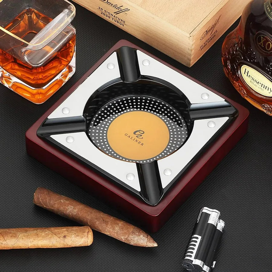 Cendrier Orion – Bois Noble & Alliage Métallique