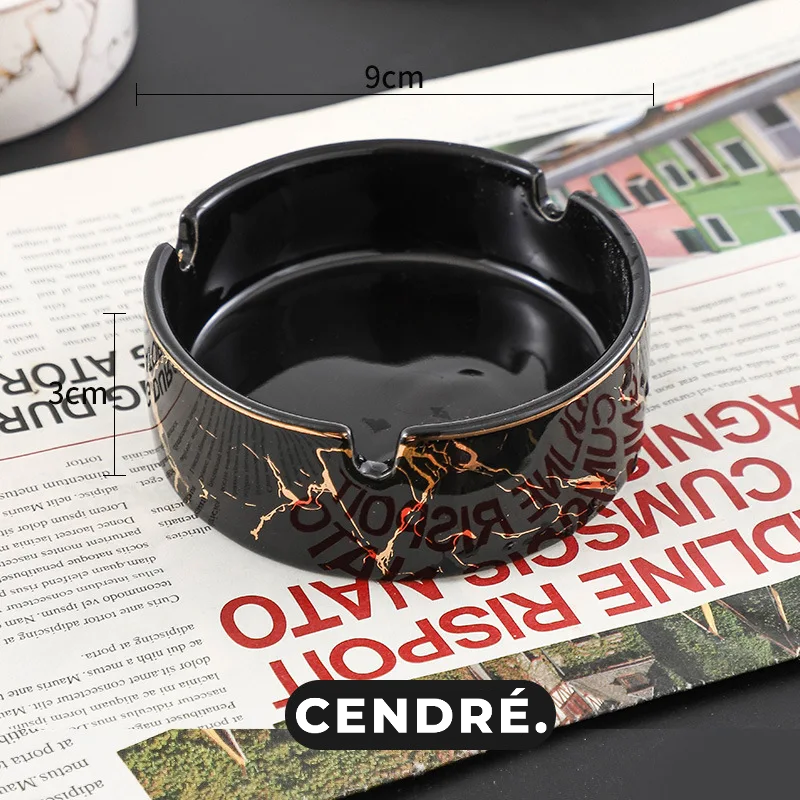 Cendrier Nero – Finition Marbrée & Détails Dorés